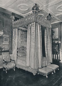 Kings Bedroom på Knole. Sängställe gjord för James I, 1928 av Unbekannt