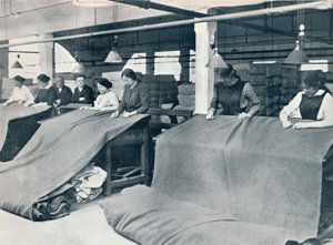 The Making of khaki: undersöker det färdiga tyget, c1914. av Unbekannt