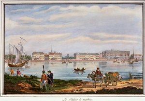 Marmorpalatset och Neva-vallen, St Petersburg, Ryssland, 1822 av Unbekannt