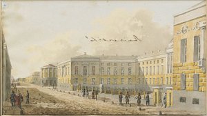 Moskvas universitet på Mokhovaya-gatan, tidigt 1800-tal. av Unbekannt
