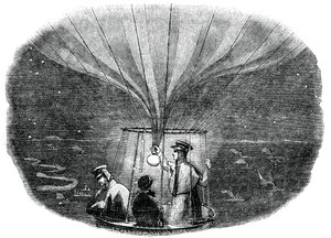 Nassau-ballongen passerade över Liege på natten, 1836, 1886 av Unbekannt