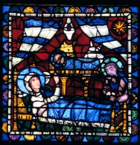 Födelsekyrkan, målat glas, Chartres katedral, Frankrike, 1194-1260 av Unbekannt