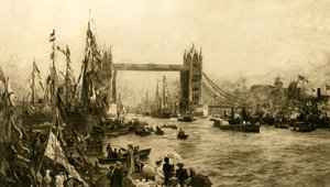Invigningsceremonin för Tower Bridge, c1894. av Unbekannt
