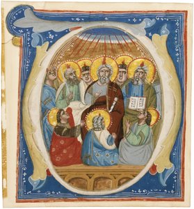Pingstdagen. Initial O från en antifoner, ca 1320 av Unbekannt