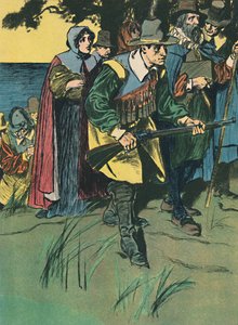 Pilgrimsfäderna som går in i den nya världen, c1907 av Unbekannt