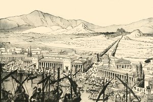 Pireus med de långa murarna, restaurerad, 1890. av Unbekannt