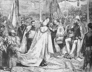 Prinsen av Wales presiderade vid ett Grand Chapter av Star of India i Calcutta, 1875 1908 av Unbekannt