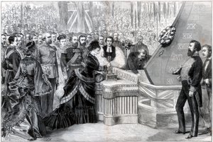 Prinsessan av Wales lanserar det nya järnklädda skeppet Alexandra, 1875 av Unbekannt