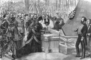 Prinsessan av Wales lanserar det nya järnklädda skeppet Alexandra, 1875 av Unbekannt