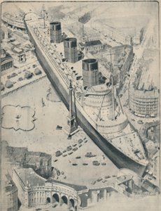 The Queen Mary i förhållande till Trafalgar Square, London, 1936 av Unbekannt
