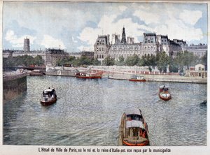 Floden Seine och Hotel de Ville, Paris, 1903 av Unbekannt