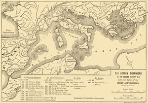 De romerska dominanserna under andra århundradet f.Kr. med datum för chefsförvärven, 1890. av Unbekannt