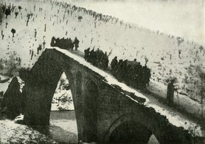 Den serbiska arméns generalstab på reträtt genom Albanien, 1919. av Unbekannt