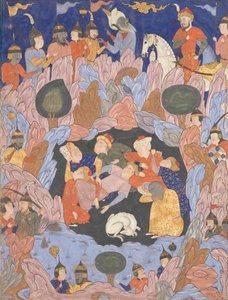 The Seven Sleepers of Efesos, Folio från en Falnama Book of Omens, 1550-talet. av Unbekannt