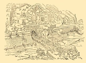 Spanjorerna fångar Antwerpen i sin långa kamp med holländarna, 1576, c1930. av Unbekannt