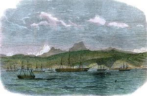Den spanska blockadskvadronen i Valparaiso, Chile, c1880 av Unbekannt