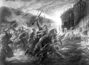 Stormningen av vinterpalatset i Petrograd i oktober av Unbekannt