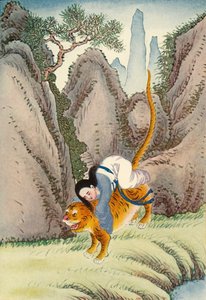 "Tigern bär bort Miao Shan", 1922. av Unbekannt