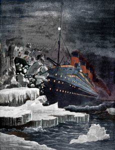Titanic kolliderar med ett isberg, 1912 av Unbekannt