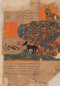 The Trapped Cat and the Frightened Mouse Rat , Folio från en Kalila wa Dimna, 1700-tal. av Unbekannt