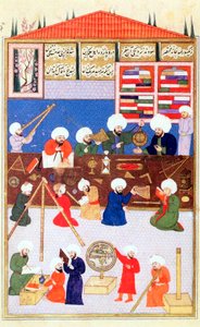 Den turkiske astronomen Takiuddin vid sitt observatorium i Galata, Istanbul, 1581 av Unbekannt