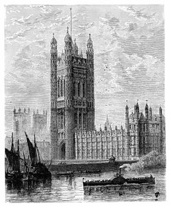Victoria Tower och Houses of Parliament, London, 1900 av Unbekannt