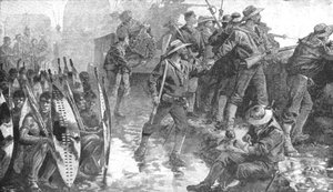 Zulukriget, 1879: Men of H.M.S. Shah inne i Laager vid Ginghilovo, 1901. av Unbekannt