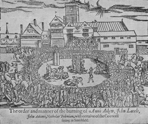 Brännandet av Anne Askew, John Lascelles, John Adams och Nicholas Belenian, 1546 1904 av Unbekannt