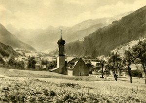 Sankt Nikolaus kyrka i Gortipohl, Österrike, c1935. av Unbekannt