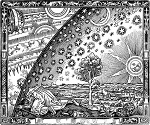 Kanten av himlavalvet Flammarion gravyr Från Atmosfären. Populär meteorologi av Camille av Unbekannt