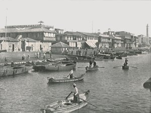 Ingången till Suezkanalen vid Port Said, Egypten, 1895. av Unbekannt