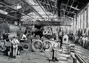 Byggandet av Baldwin Locomotive Works. av Unbekannt
