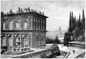 Fasaden på Ammanati, Pitti Palace, Florens, Italien, 1882 av Unbekannt