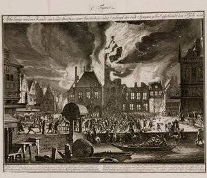 Branden i Amsterdams gamla stadshus, Holland, 7 juli 1652 av Unbekannt