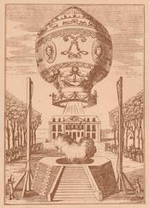 Den första ballonguppstigningen, c1785 1919 av Unbekannt
