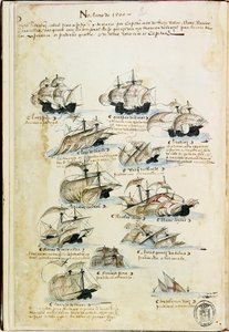 Pedro Álvares Cabrals flotta år 1500. Från Livro das Armadas, ca 1568. av Unbekannt