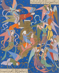 Profetens nattresa. Från ett manuskript av Khamsa of Nizami, ca. 1620. av Unbekannt