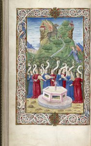De nio muserna med Pegasus och Mount Helicon från Argumentum av Guarinus Veronensis, 1485-1499 av Unbekannt