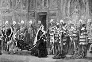 Den kungliga processionen i Westminster Palace på väg till House of Lords, 1886, 1900 av Unbekannt