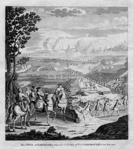 Belägringen av Barcelona togs av jarlen av Peterborough år 1705 av Unbekannt