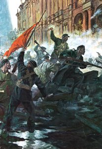 Stormen av Vinterpalatset, St Petersburg, ryska revolutionen, oktober 1917 av Unbekannt