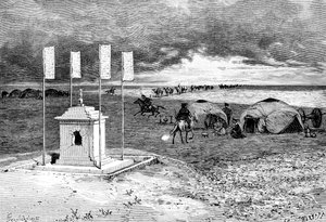 Graven av en lama och ett läger, Mongolisk öken, c1890 av Unbekannt