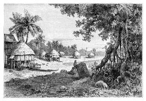 Byn Sawi, Car-Nicobar, Nicobaröarna, Indien, 1895 av Unbekannt