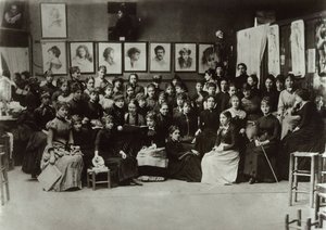 Kvinnorna vid Académie Julian, 1880-1890. av Unbekannt