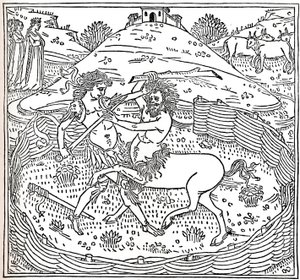Theseus and the Centaur, Plutarch: Lives of Parallels, 1491, 1917 av Unbekannt