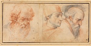 Tre huvudstudier, 1600-tal. av Unbekannt