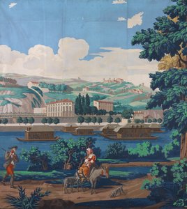 Tre sammanfogade paneler: The Views of Lyon, Frankrike, första upplagan, 1821. av Unbekannt
