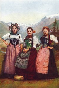 Tre schweiziska flickor, 1912 av Unbekannt