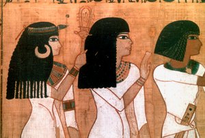 Tre systrar, detalj från en forntida egyptisk väggmålning av Unbekannt