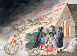 Tre häxor på en kyrkogård, c1790-talet av Unbekannt